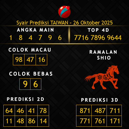 Prediksi Taiwan Hari Ini 26-oktober-2025