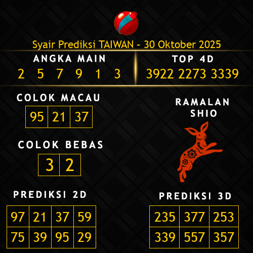 Prediksi Taiwan Hari Ini 30-oktober-2025