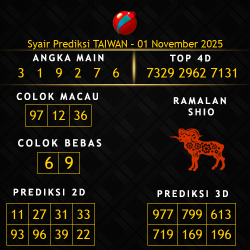 Prediksi Taiwan Hari Ini 1-november-2025