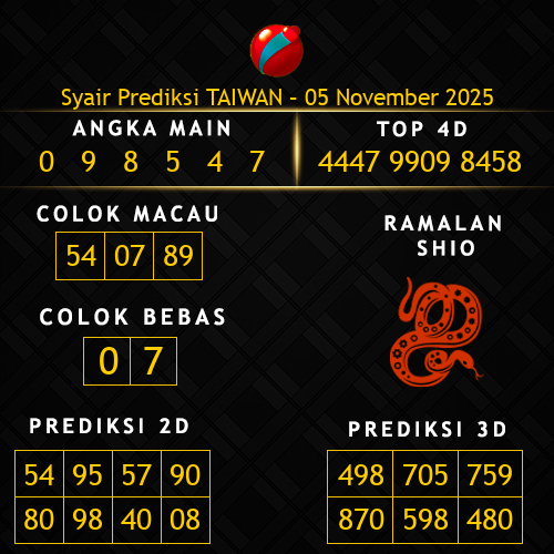 Prediksi Taiwan Hari Ini 5-november-2025