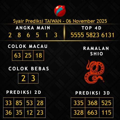 Prediksi Taiwan Hari Ini 6-november-2025