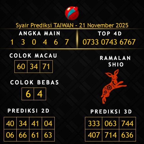 Prediksi Taiwan Hari Ini 21-november-2025