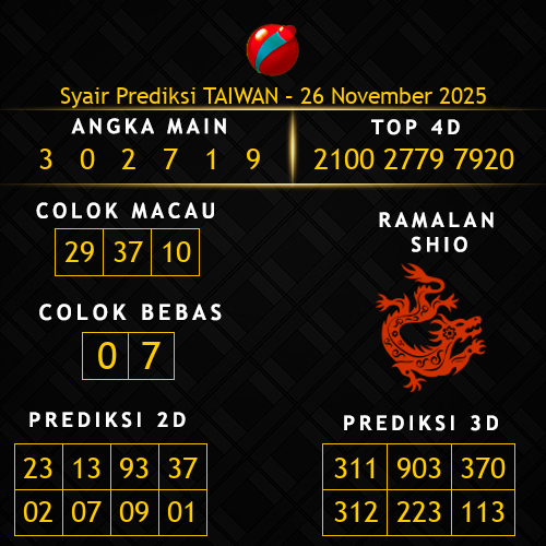 Prediksi Taiwan Hari Ini 26-november-2025