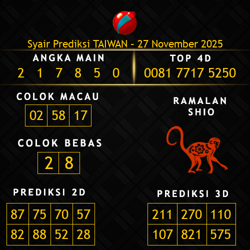 Prediksi Taiwan Hari Ini 27-november-2025