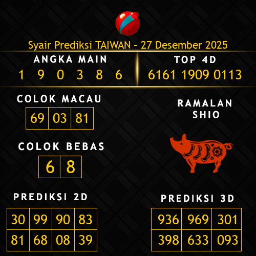 Prediksi Taiwan Hari Ini 27-desember-2025