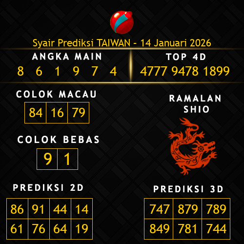 Prediksi Taiwan Hari Ini 14-januari-2026