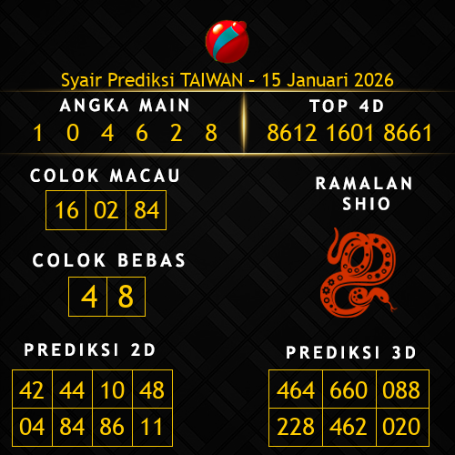 Prediksi Taiwan Hari Ini 15-januari-2026