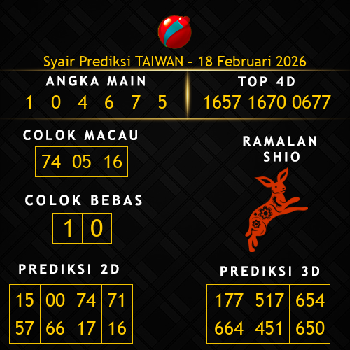 Prediksi Taiwan Hari Ini 18-februari-2026