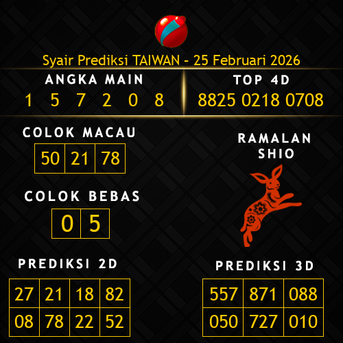 Prediksi Taiwan Hari Ini 25-februari-2026