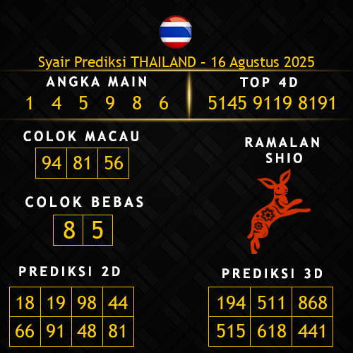 Prediksi Thailand Hari Ini 16-agustus-2025