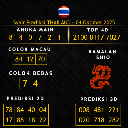 Prediksi Thailand Hari Ini 4-oktober-2025