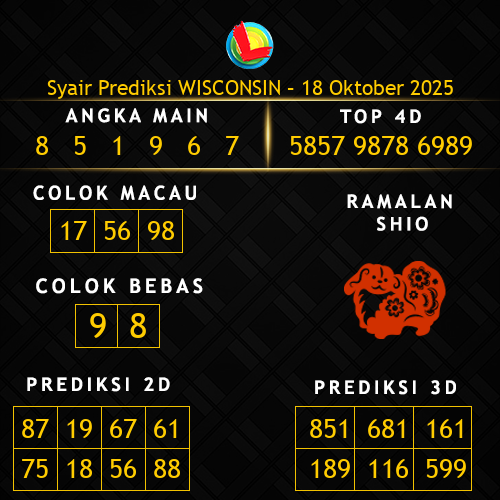 Prediksi Wisconsin Hari Ini 18-oktober-2025